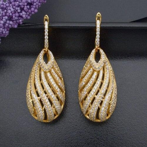 ModemAngel Luxury Water Fashion Drop Super Earring AAA Cubic Zirconia Women Party Engagement Width Bracelet Jewelry