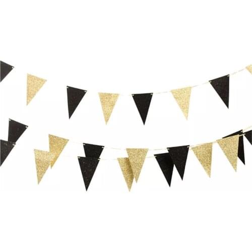Fashion Gold&Black Glitter paper bunting new gorgeous wedding party decoration home paper garland bridal shower hot photo prop