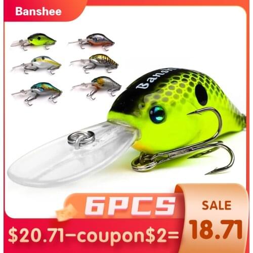Banshee 6Pcs Wobbler Set 50mm 10g Crankbaits Fishing Wobblers For Trolling Pike Lure Rattling Deep Diving Crankbait Pulse Dive