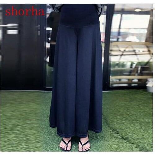 New Women Clothing Maternity Fashion Wide Leg Pants High Waist Modal Soft blue Colors Maternity Pants Summer Womens Office Pan