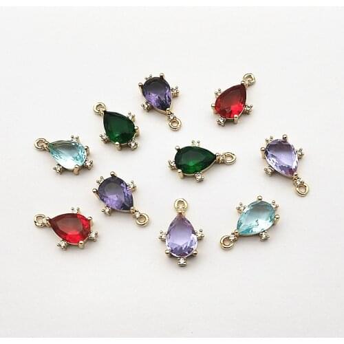 New arrival! 16x10mm 50pcs Copper/Crystal Drop shape Charm for Earring DIY Making, Jewelry Accessories Findings & Component