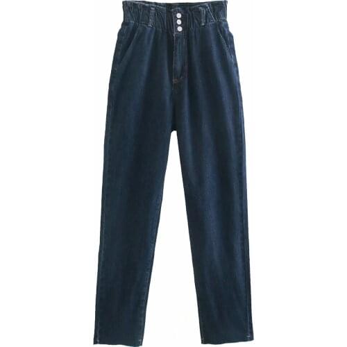 ZA Women New Bract High Waist Loose Comfortable Jeans Fashionable Casual Straight Pants Jeans Basic Solid Color Jeans