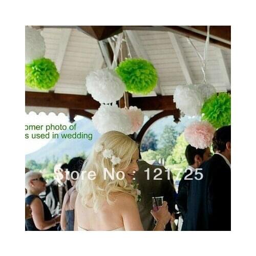 Wholesale 100pcs 14"(35cm) Tissue Paper Pom Poms Wedding Party Decor Craft festival decoration flower ball