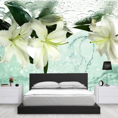 Refreshing Simple Water Drop Lily Photo Mural Wallpaper Living Room TV Sofa Bedroom Home Decor Wall Cloth Papel De Parede 3D