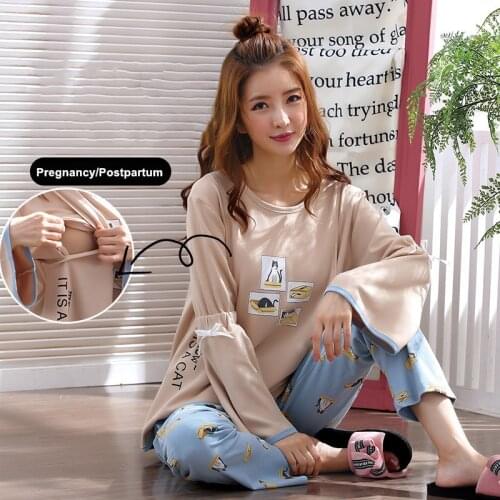 Breastfeeding Pajamas Breast Feeding Nightwear Maternity Nursing Pajama Sets Maternity Nursing Sleepwear Pregnancy Pyjama Cotton