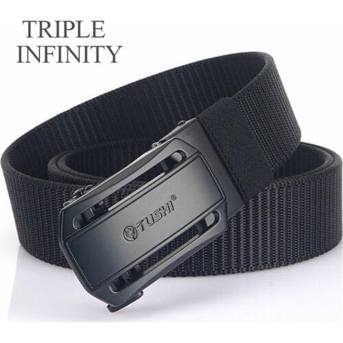 TRIPLE INFINITY 2021 New Fashion Mens Belt Youth Sports Casual Breathable Thick Nylon Automatic Buckle Male Belt For Trousers