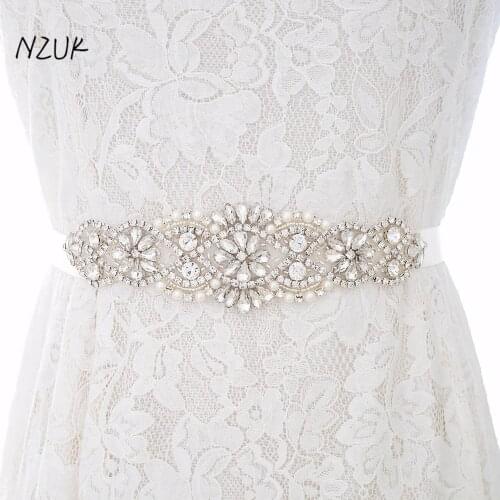 Rhinestones Bridal Belt Crystal Pearls Wedding Belt Silver Diamond Bridal Sash For Wedding Accessories Belt Y104S