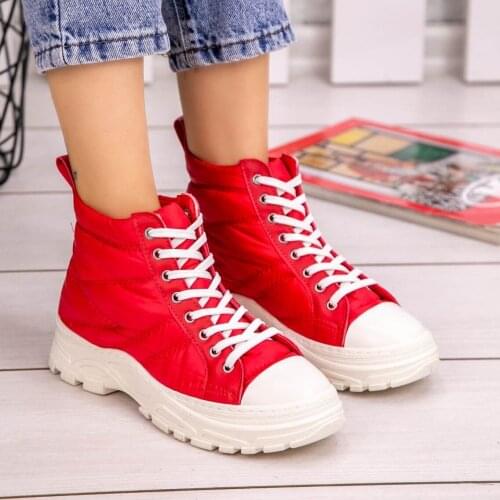 Tonar Jamex Red Lace-Up Women Boots Color Winter New Season Fashion