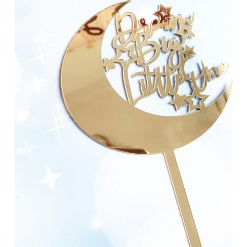 Yellow Moon Stars Acrylic Cake Topper Raindrop Birthday Dessert Decoration Cake Topper for Childrens Day Party Cake Decorations