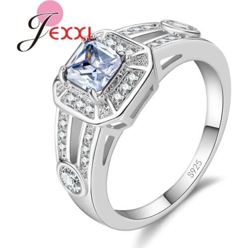 Trendy Hollow Out Design Pefect Cut Cubic Zircon Crystal Rings For Woman Wedding Jewelry Accessory 925 Sterling Silver