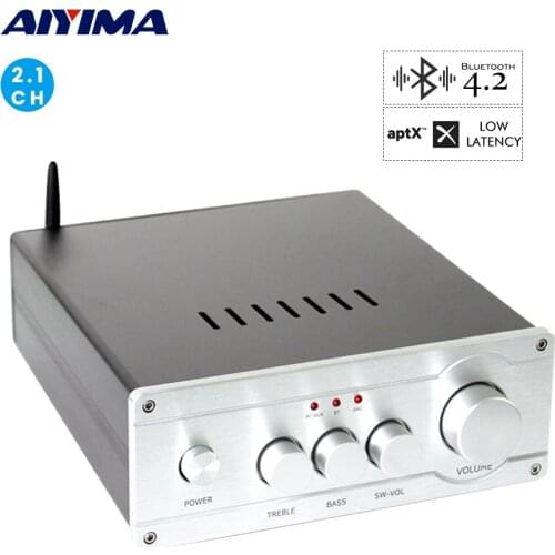 AIYIMA Bluetooth Power Amplifier 2SA1943 2SC5200 Subwoofer Amplifiers 68Wx2+150W 2.1 Sound Amplificador With Speaker Protector