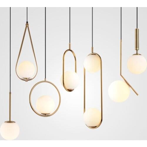 Vintage glass ball iron luminaire suspendu chandelier ceiling bedroom nordic decoration home living room decoration