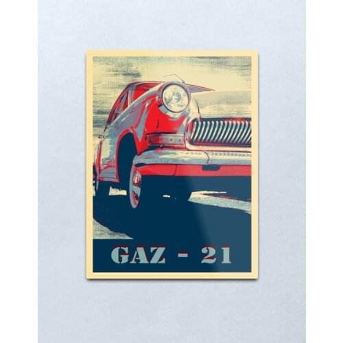 Volga, russian classic car - GAZ 21, hope Metal Print Tin Sign Man Cave Bar Pub Club Wall Decor 20x30cm