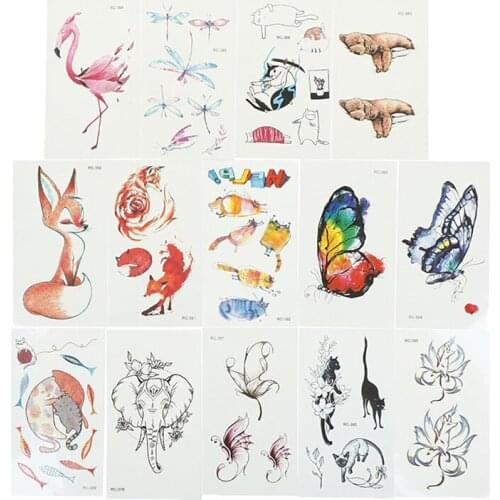 1pc Removable Butterfly fox bear Animal Pattern Women Girl Body Art Temporary Beauty Decal Waterproof Tattoo Sticker Tattoo