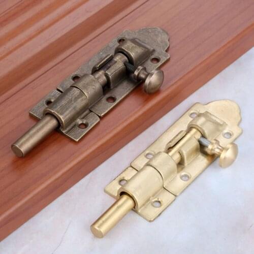 1Pc 123*33mm Antique Brass Door Bolts Antique Vintage Chinese Hardware Accessories Wooden Door Bolts Lock Furniture Hardware