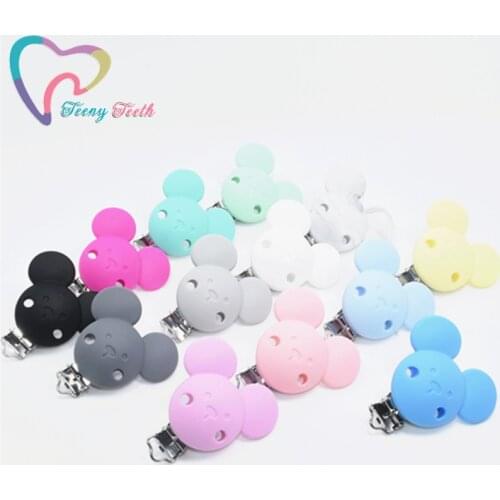 1 PC Mouse Silicone Baby Animal Mouse Head Pacifier Clip Eco-Friendly Crafts Soother Holder Dummy Clips Adapters Attachments