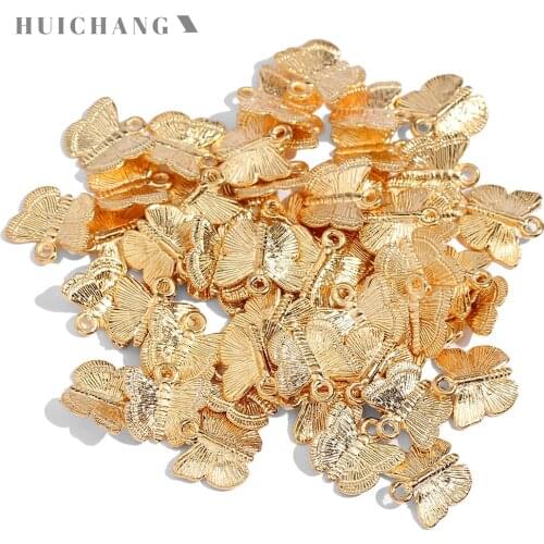 10Pcs 13*10mm Zinc Alloy Golden Cute Butterfly Charms Handmade Metal Insect Necklace Pendant For DIY Bracelet Jewelry Findings