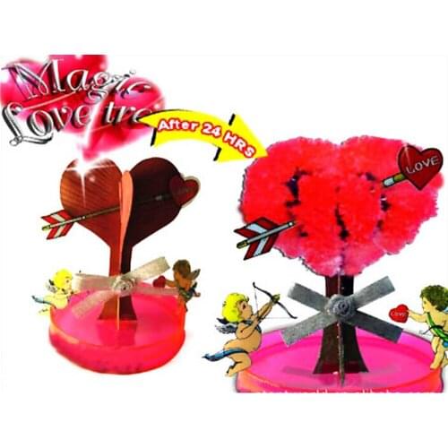 2019 7x7cm Red Big Magically Loving Cherry Trees Magic Growing Paper Love Tree Kit Educational Christmas Toys For Children Funny