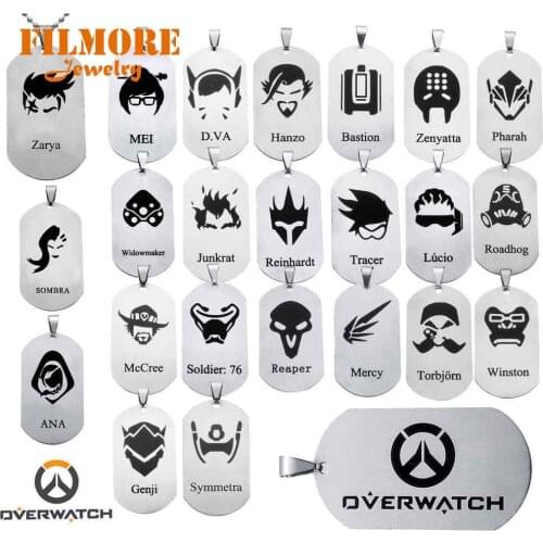 24 Styles Hot Game Overwatch Jewelry Pendants Necklace Tracer Reaper OW Hero key Chains Entertainment Logo Key Holder Necklaces