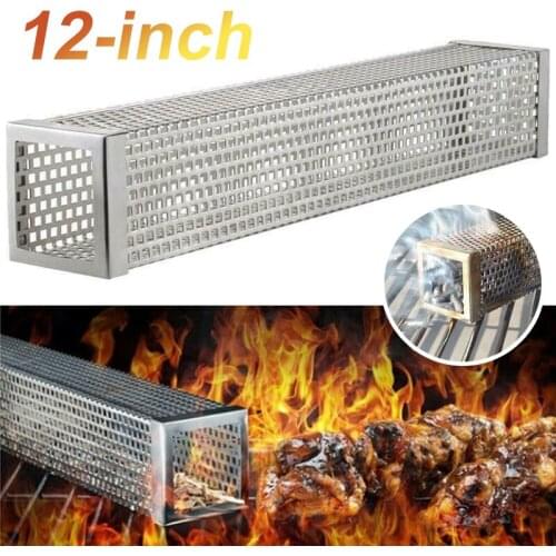 30cm BBQ Grill Hot Cold Smoking Mesh Tube BBQ Stainless Steel Accessories Grill Smoker Filter Tool Perforated Mesh Smoker Tube