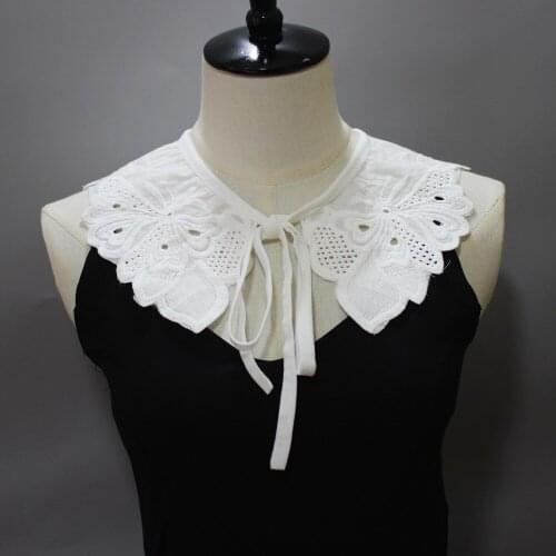White Cotton Lace Fake Collar Doll False Collar Decorative Floral Embroidery Detachable Collars Women Clothes Accessories