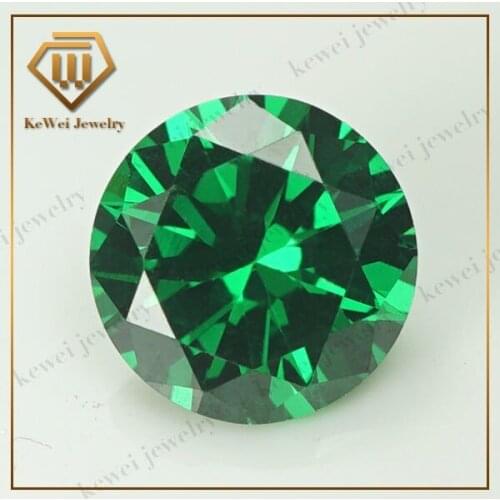 Big Size Synthetic Gems Stone 5.25mm-8mm AAAAA Round Brilliant Cut loose CZ Gems Green Cubic Zirconia Stone