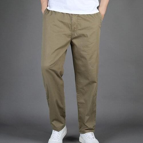 Men Long Pants High Waist Solid Color Oversize Suit Pants Elastic Waist Straight Business Trousers Male Fashion Casual Pant