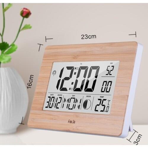 Digital Wall Clock LCD Big Large Number Time Temperature Calendar Alarm Table Desk Clocks Modern Design Office Home MJ72414