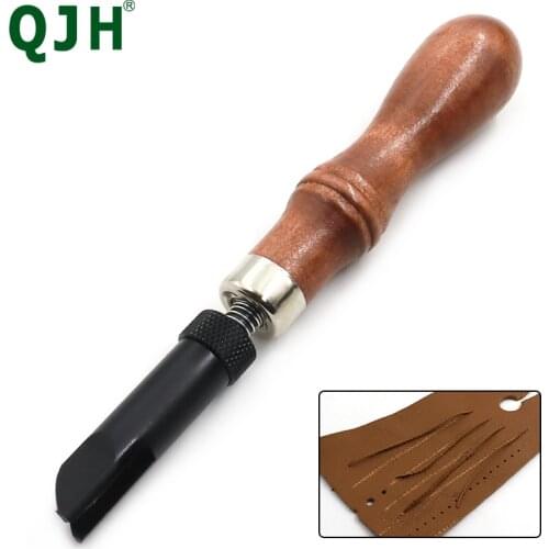DIY Leather Tool V-groove Type Push Grooving Device Adjustable Handle Groover Craft Gouge Tools Sewing Leather Craft Tools