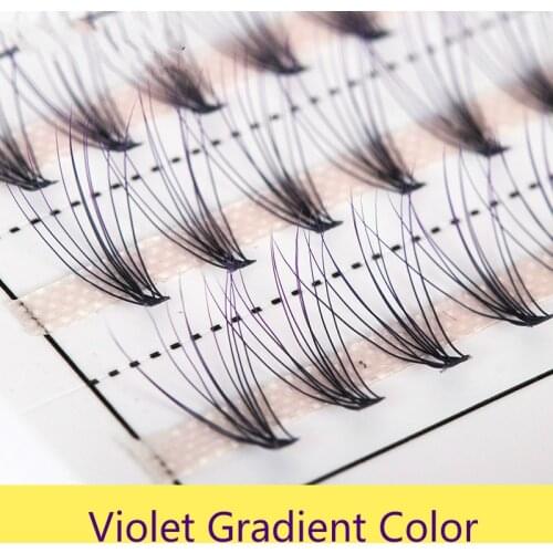 Purple Gradient Violet 10D Pre-made Fan Cluster Faux Mink Planting Eyelashes Individual Natural Thickness Lashes