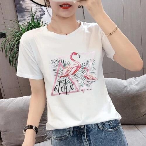 Summer Cotton Basic O-Neck T-Shirt Women Printing Casual Short Sleeve Tee Shirt Female Knitted Tops Harajuku Tshirt Ladies