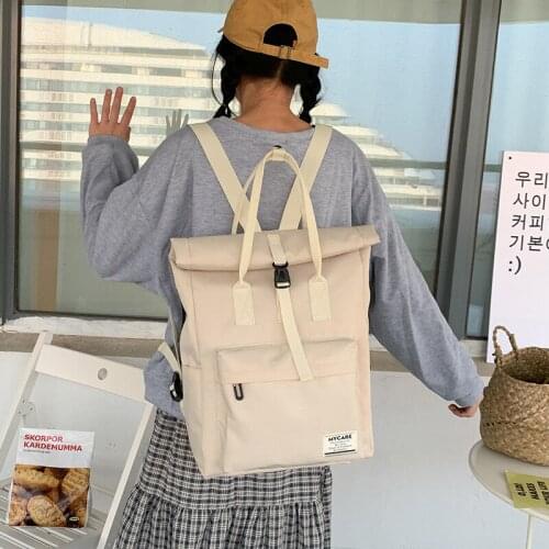 Teenage Fashion Casual Canvas Backpack New Student Literary Trend Bagpack Unisex Large Capacity Personality Laptop Back Pack