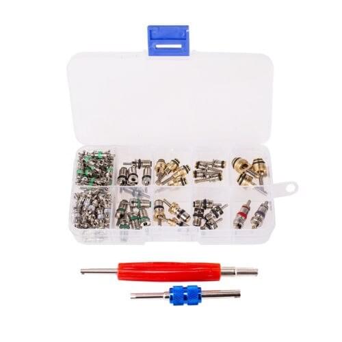 100pcs R134a R12 A/C Schrader Valve Core + Remover Tool For Ford GM Universal US