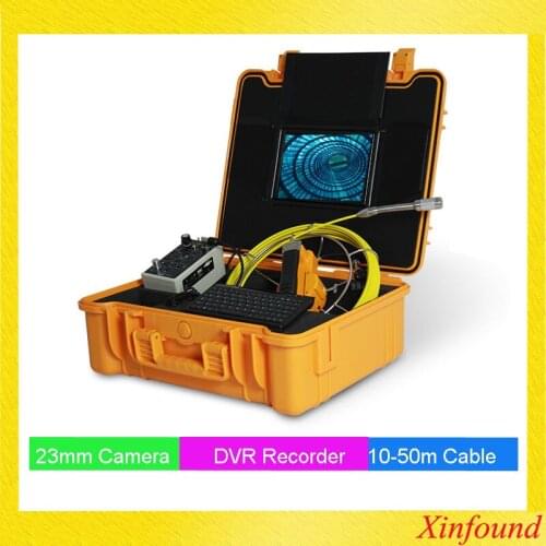 30m Cable Pipe Locating Pipe Inspection Camera System Color LCD DVR Keyboard Meter Counter,Pipe Snake Camera Transmitter 23mm