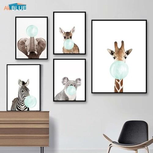 Canvas Art Print Giraffe Zebra Cute Animal Posters And Prints Nursery Nordic Wall Painting For Kids Bedroom Decoration Pictures