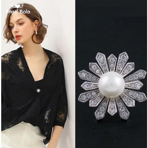 Korea Design Crystal CZ Mini Sunflower Suit Collar Pin Collar Button Male and Female Micro Zircons Lapel Pin Brooch Ornament