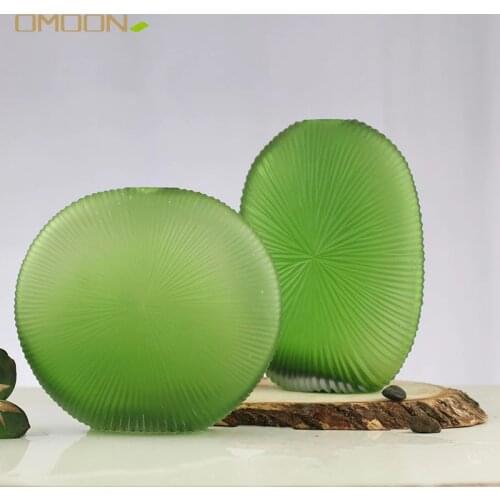 Creative Color Glass Vase Blow Cut Grinding Glass Vase Green Small Mouth Vase Decoration Vase Wholesale