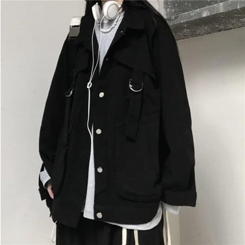 Hip-hop cargo jacket coat female gothic casual loose Korean style Oversized streetwear autumn vintage Harajuku punk outerwear