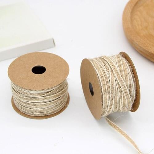 10m/Roll 0.5cm Width Jute Burlap Rolls Hessian Ribbon Lace Rope Vintage Rustic Wedding Decoration Ornament Party Gift Wrap Decor
