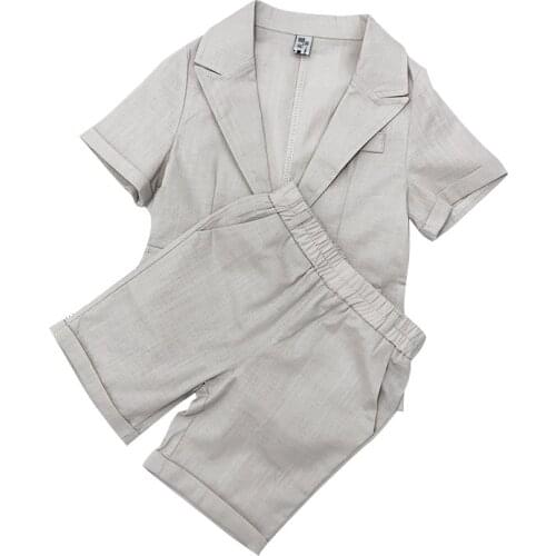 Boys Girls Summer Blazer Jacket+Shorts 2Pcs Clothing Set Gentleman Kid Formal Cool Wedding Suit Children Performance Party Dress