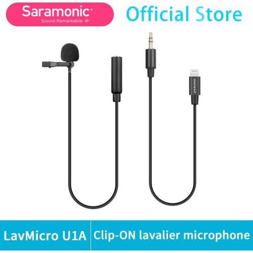 Saramonic LavMicro U1 Series clip-on microphone with lightning connector for IOS devices for interviews vlogs presentations
