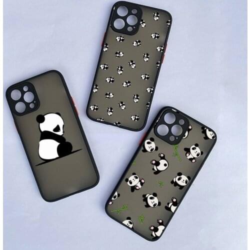 Cute Cartoon panda Phone Cases For iphone 12 11 Pro Max Mini XS 8 7 Plus X SE 2020 XR Matte Transparent Cover