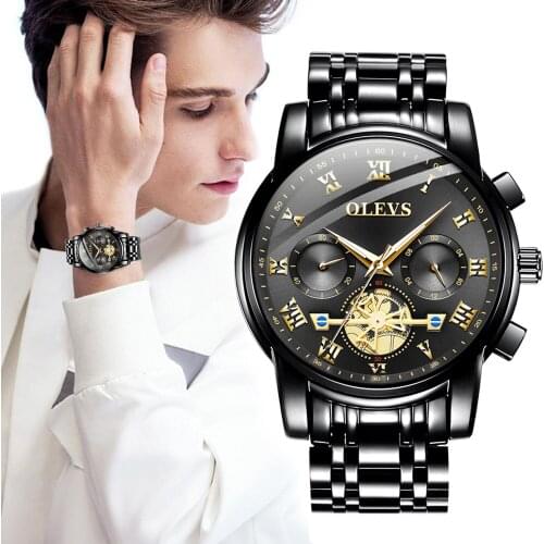 Watches Mens 2020 OLEVS Top Brand Luxury Business Fashion Chronograph Sport Waterproof Steel Quartz Clock Relogio Masculino