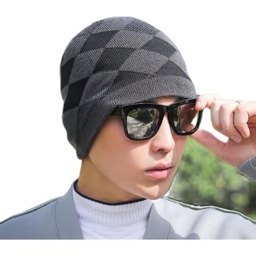 2021 New Fashion Korean Hat Men Winter Plus Velvet Warm Earmuff Head Hat Outdoor Sports Cycling Cold Wool Knitted Hat