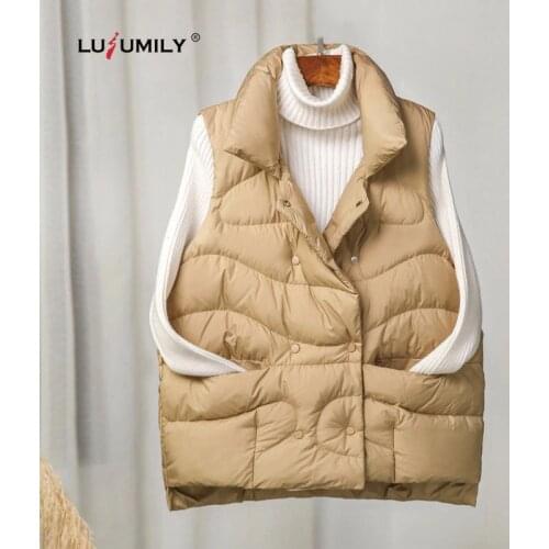 Lusumily New Arrivals Women Warm Vests Loose Sleeveless Jacket Ultra light Casual Short Coat Female Waistcoat Girl Outwear Top