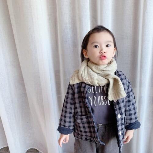 Autumn Winter New Kids Jackets Korean Style Plus Velvet Girls Boys Plaid Coats Casual Cotton Thick Warm Coat For Children 2-7 Y