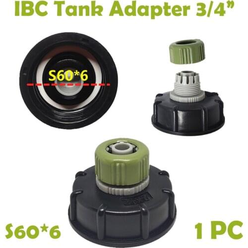 Plastic IBC Tank Adapter Hoselock Fitting S60X6 Coarse Threaded Cap Interface To 3/4"Adapter Connector