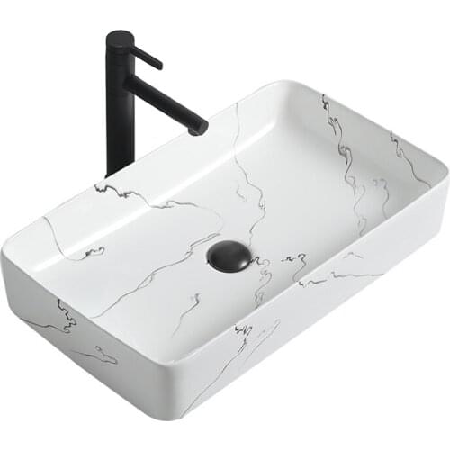 Sink Nordic Bathroom Basin Household Ceramic Wash Basin Balcony Toilet Small Size Wash Basin Square Single Basin