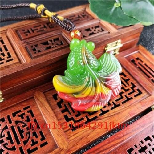 Carved Necklace Pendant Gifts Goldfish Women Men Natural Chinese Fashion Jadeite for Color Amulet Jade Jewelry Charm Hand
