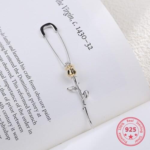 Pure 925 Silver European American New Design Creative Concise Rose Pin Earring Fine Jewelry